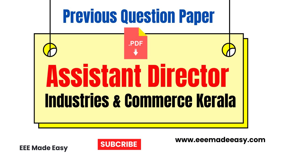 Previous Question Paper Assistant Director Industries & Commerce Kerala