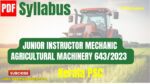 JUNIOR INSTRUCTOR MECHANIC AGRICULTURAL MACHINERY 643/2023