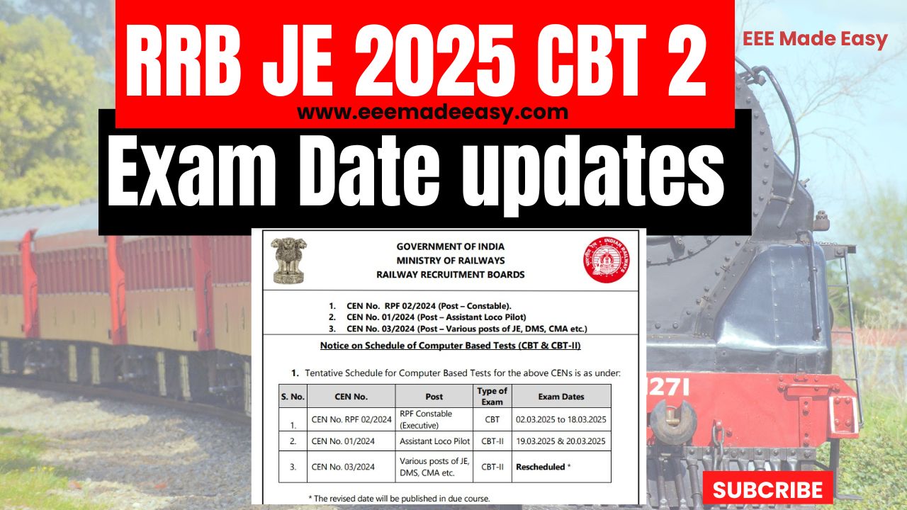 RRB JE 2025 CBT 2 Exam Date updates